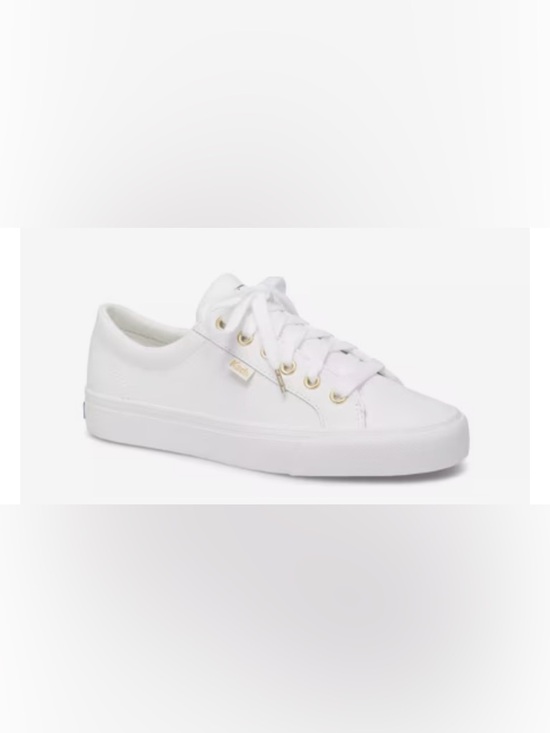 Keds Shoes - Keds White Leather Sneakers Gold Eyelets Lace Up Casual Shoes Size 8.5